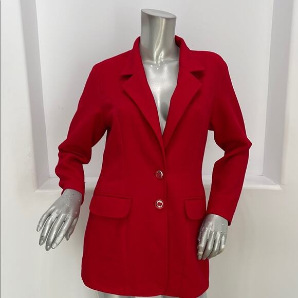 Unbranded Vintage Women’s Red Blazer Designer Button Front Closure and at Cuffs - Picture 1 of 16